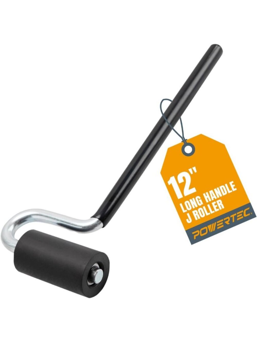 12" Long Handle J Roller - 1.5" Diameter, 3" Wide Rubber Tool for Laminate
